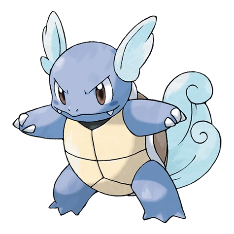 Wartortle. Its tail is large and covered with a rich, thick fur. The tail becomes increasingly deeper in color as Wartortle ages. The scratches on its shell are evidence of this Pokémon’s toughness as a battler.